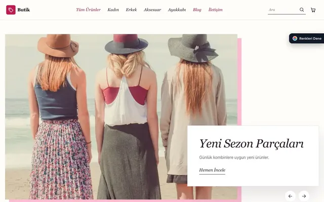 Giyim ve Butik için Lookbook Mor Pembe – Giyim ve Butik E-ticaret Sitesi ana sayfa görünümü