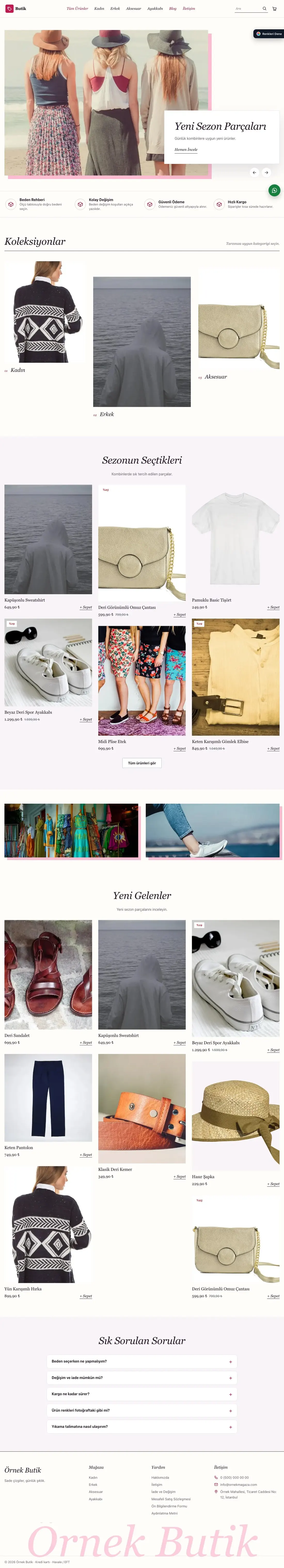 Giyim ve Butik için Lookbook Mor Pembe – Giyim ve Butik E-ticaret Sitesi ana sayfa görünümü