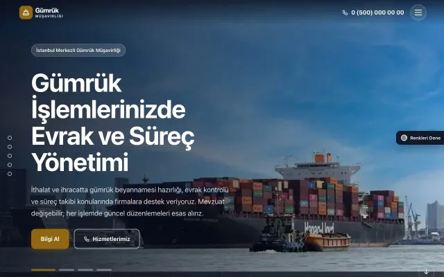 Gümrük Müşavirliği için Tam Ekran Petrol Amber – Gümrük Müşavirliği Web Sitesi ana sayfa görünümü