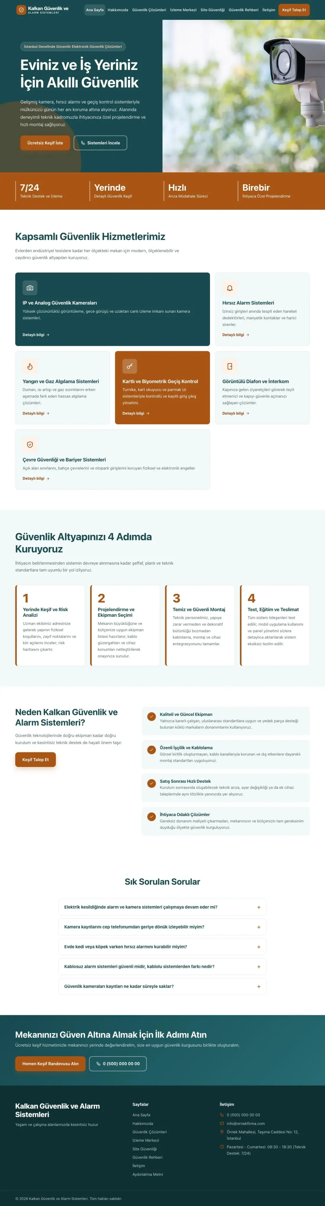 Blok Petrol Turuncu – Güvenlik ve Alarm Web Sitesi ana sayfa görünümü