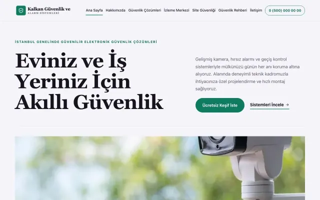 Editoryal Mor Turkuaz – Güvenlik ve Alarm Web Sitesi ana sayfa görünümü