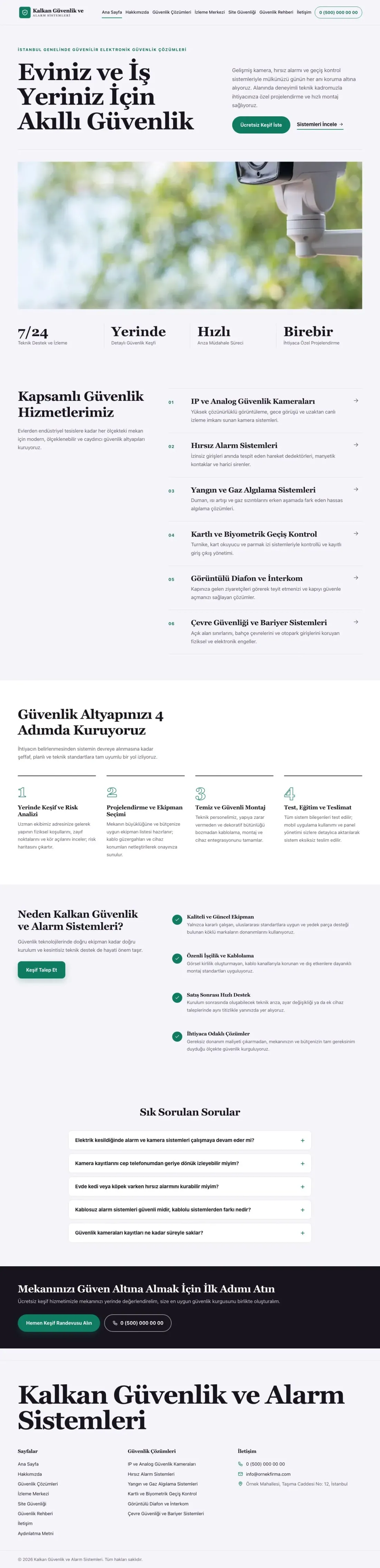 Editoryal Mor Turkuaz – Güvenlik ve Alarm Web Sitesi ana sayfa görünümü