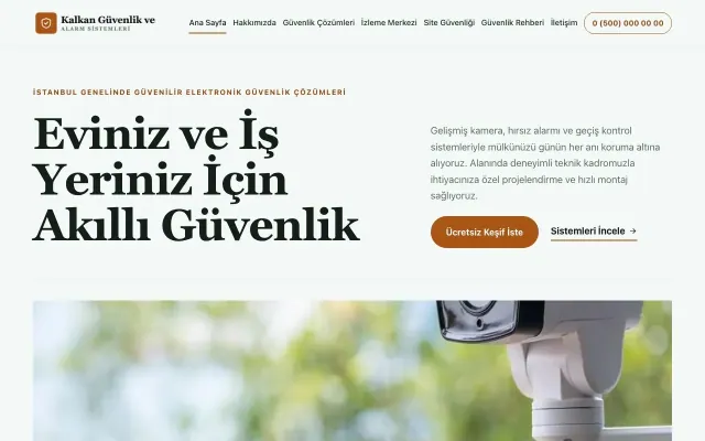 Editoryal Yeşil Turuncu – Güvenlik ve Alarm Web Sitesi ana sayfa görünümü