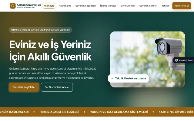 Güvenlik ve Alarm için Hareketli Petrol Turuncu – Güvenlik ve Alarm Web Sitesi ana sayfa görünümü