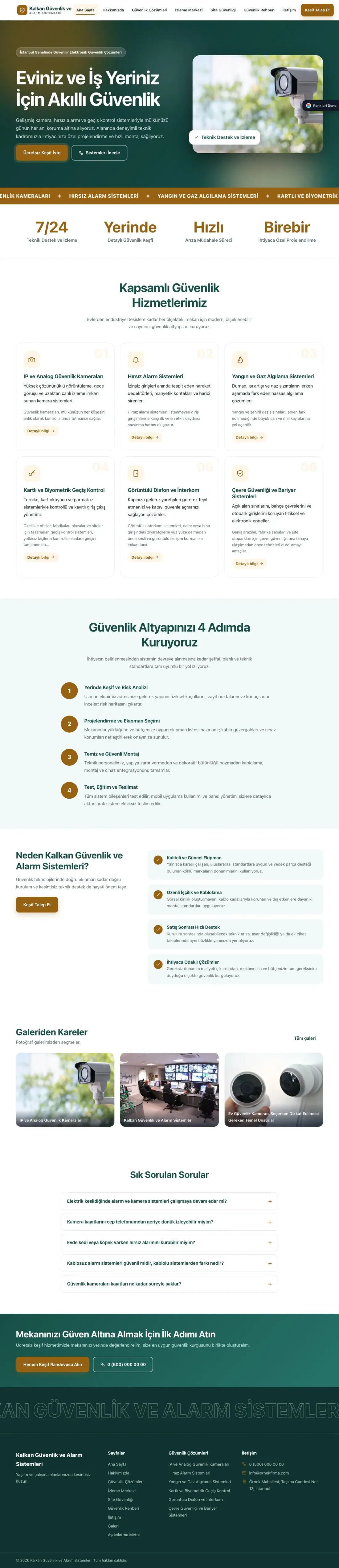 Güvenlik ve Alarm için Hareketli Petrol Turuncu – Güvenlik ve Alarm Web Sitesi ana sayfa görünümü