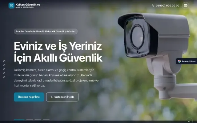 Güvenlik ve Alarm için Tam Ekran Petrol Turkuaz – Güvenlik ve Alarm Web Sitesi ana sayfa görünümü
