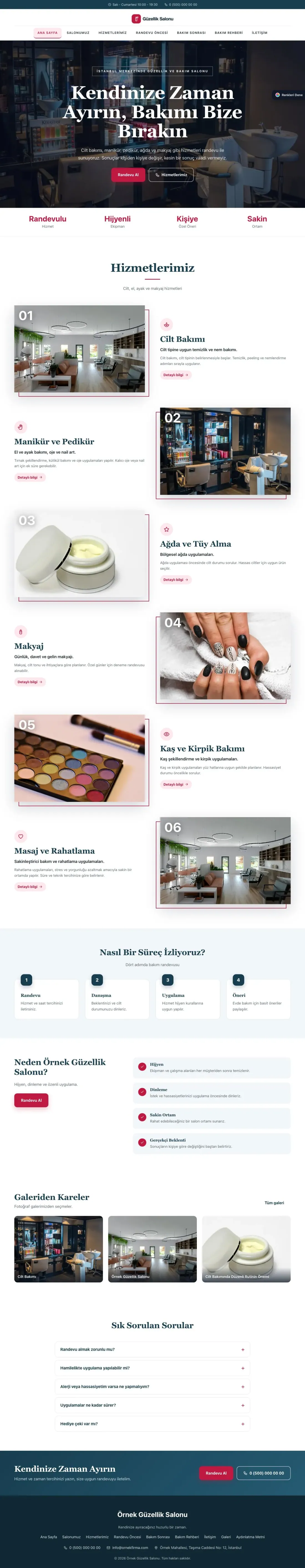 Güzellik Salonu için Zigzag Mavi Kırmızı – Güzellik Salonu Web Sitesi ana sayfa görünümü