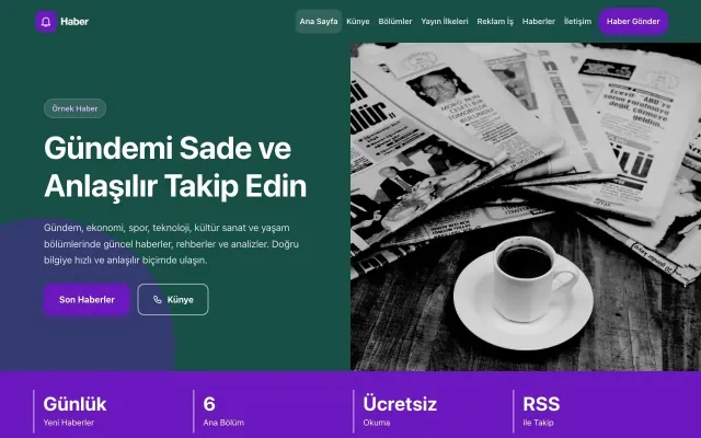 Blok Petrol Mor – Haber Sitesi Web Sitesi ana sayfa görünümü