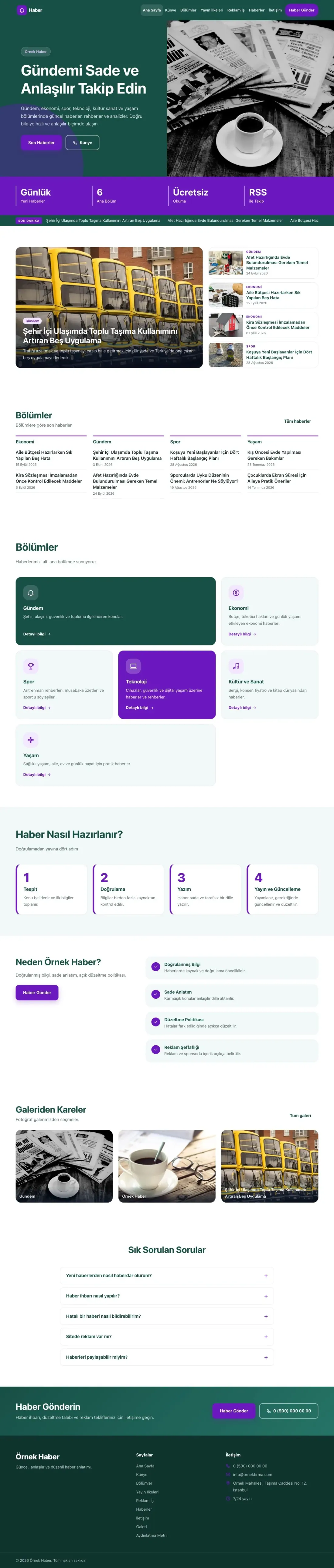 Blok Petrol Mor – Haber Sitesi Web Sitesi ana sayfa görünümü