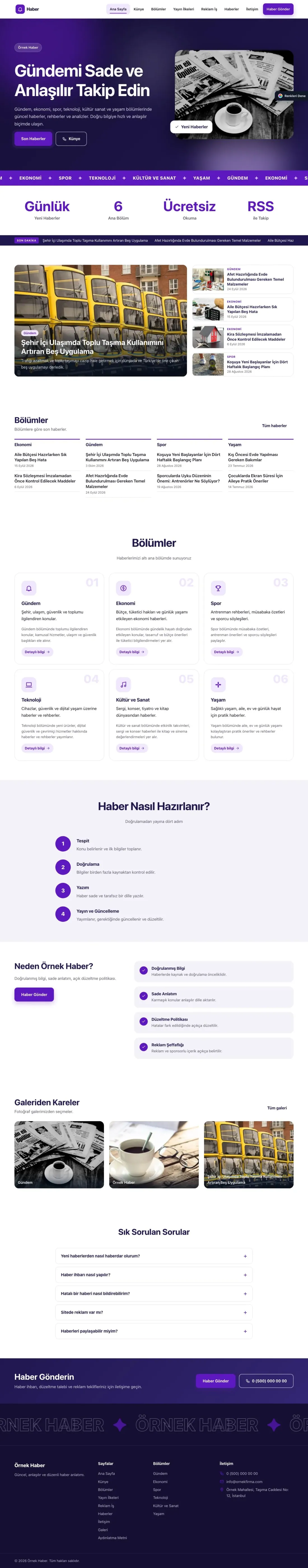 Haber Sitesi için Hareketli Lacivert Mor – Haber Sitesi Web Sitesi ana sayfa görünümü