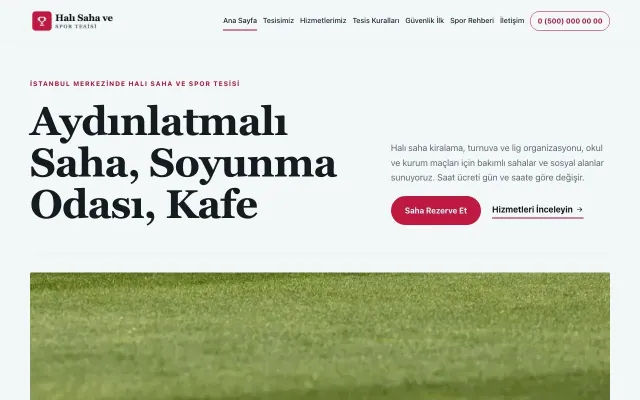 Halı Saha ve Spor Tesisi için Dergi Editoryal Mavi Kırmızı – Halı Saha ve Spor Tesisi Web Sitesi ana sayfa görünümü