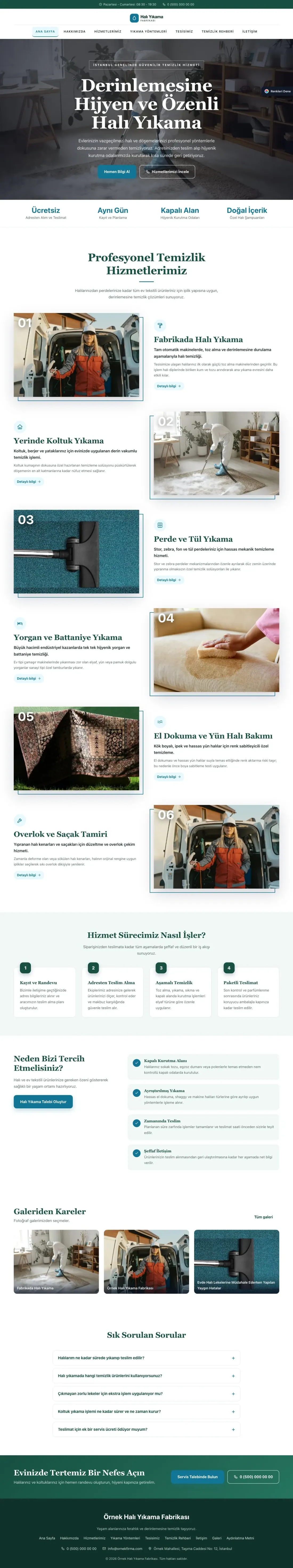 Halı Yıkama için Zigzag Petrol Turkuaz – Halı Yıkama Web Sitesi ana sayfa görünümü
