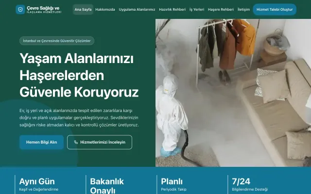 Blok Petrol Turkuaz – Haşere İlaçlama Web Sitesi ana sayfa görünümü