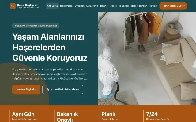 Blok Petrol Turuncu – Haşere İlaçlama Web Sitesi ana sayfa görünümü