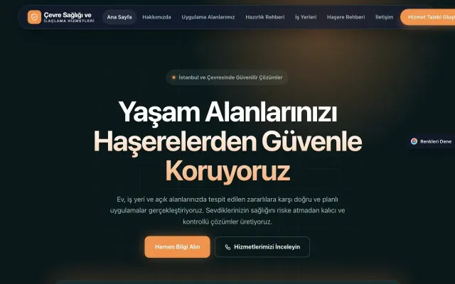 Haşere İlaçlama için Koyu Modern Petrol Turuncu – Haşere İlaçlama Web Sitesi ana sayfa görünümü