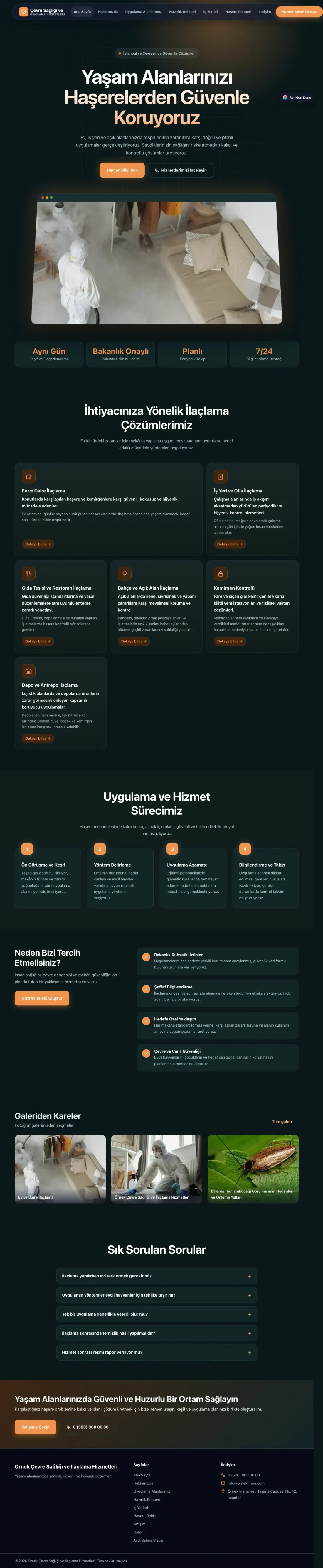 Haşere İlaçlama için Koyu Modern Petrol Turuncu – Haşere İlaçlama Web Sitesi ana sayfa görünümü