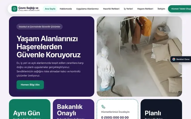 Haşere İlaçlama için Mozaik Mor Turkuaz – Haşere İlaçlama Web Sitesi ana sayfa görünümü