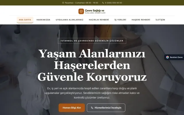 Haşere İlaçlama için Zigzag Zeytin Turuncu – Haşere İlaçlama Web Sitesi ana sayfa görünümü