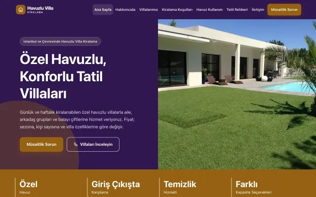 Havuzlu Villa Kiralama için Blok Mor Turuncu – Havuzlu Villa Kiralama Web Sitesi ana sayfa görünümü
