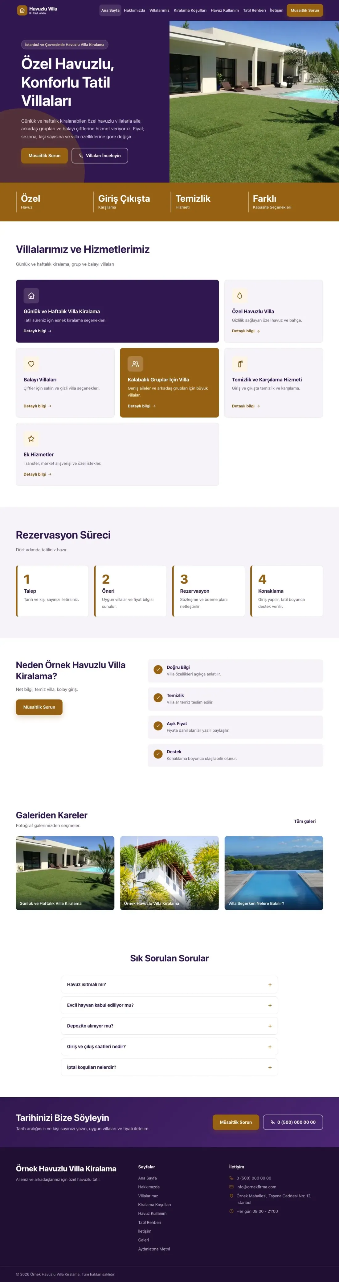 Havuzlu Villa Kiralama için Blok Mor Turuncu – Havuzlu Villa Kiralama Web Sitesi ana sayfa görünümü