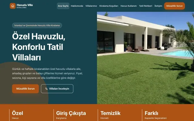 Havuzlu Villa Kiralama için Blok Petrol Turuncu – Havuzlu Villa Kiralama Web Sitesi ana sayfa görünümü