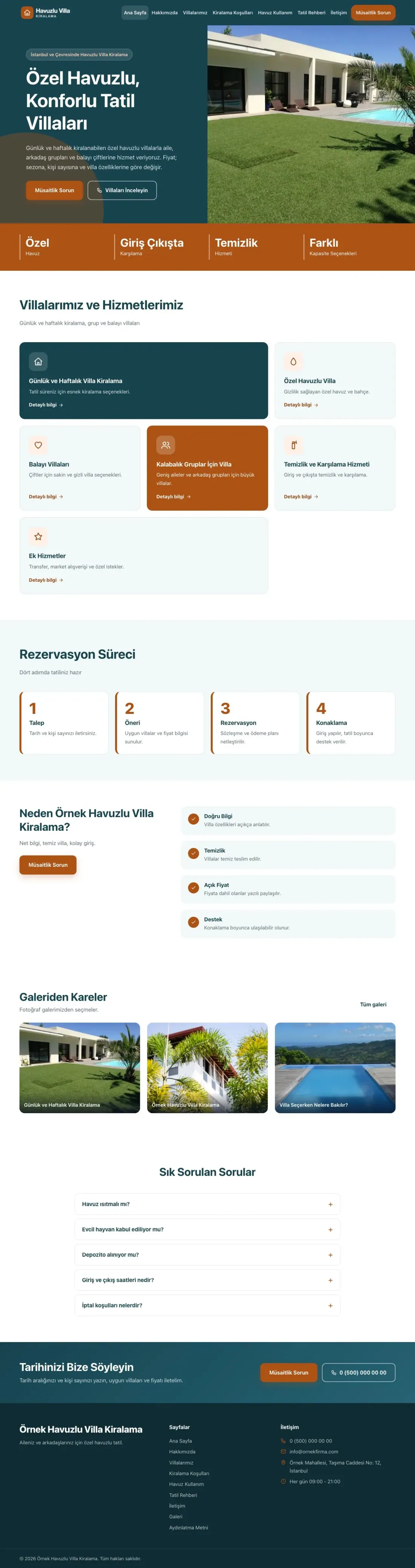 Havuzlu Villa Kiralama için Blok Petrol Turuncu – Havuzlu Villa Kiralama Web Sitesi ana sayfa görünümü