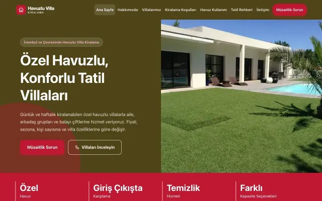 Havuzlu Villa Kiralama için Blok Zeytin Kırmızı – Havuzlu Villa Kiralama Web Sitesi ana sayfa görünümü