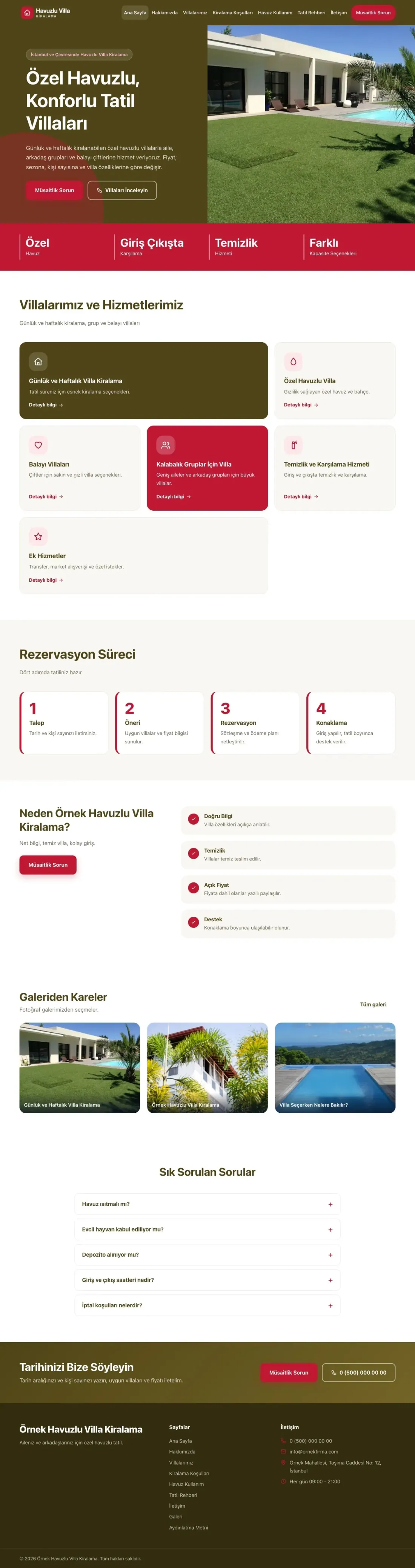 Havuzlu Villa Kiralama için Blok Zeytin Kırmızı – Havuzlu Villa Kiralama Web Sitesi ana sayfa görünümü
