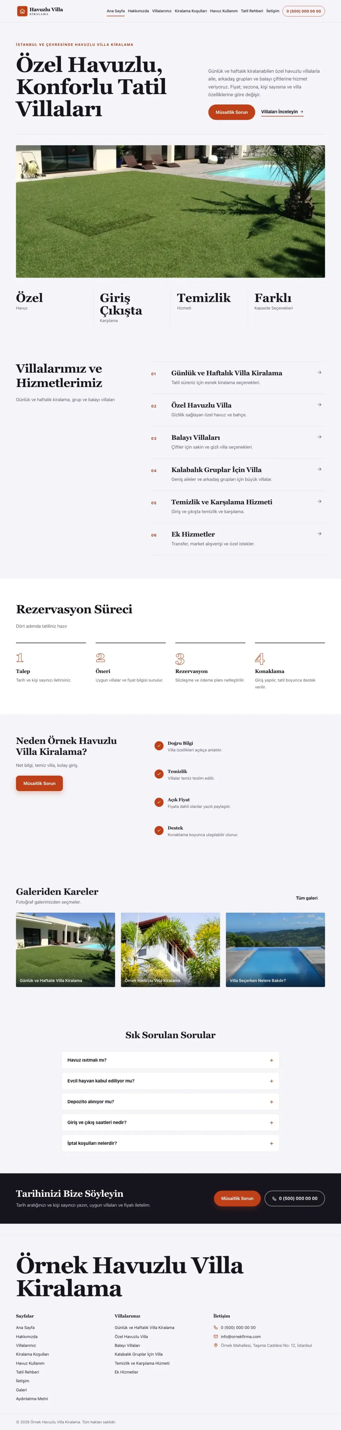 Havuzlu Villa Kiralama için Dergi Editoryal Lacivert Turuncu – Havuzlu Villa Kiralama Web Sitesi ana sayfa görünümü