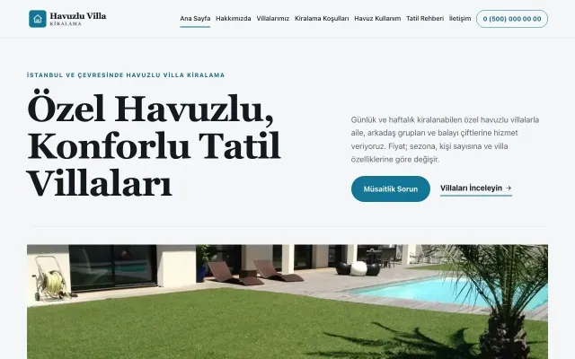 Havuzlu Villa Kiralama için Dergi Editoryal Mavi Turkuaz – Havuzlu Villa Kiralama Web Sitesi ana sayfa görünümü