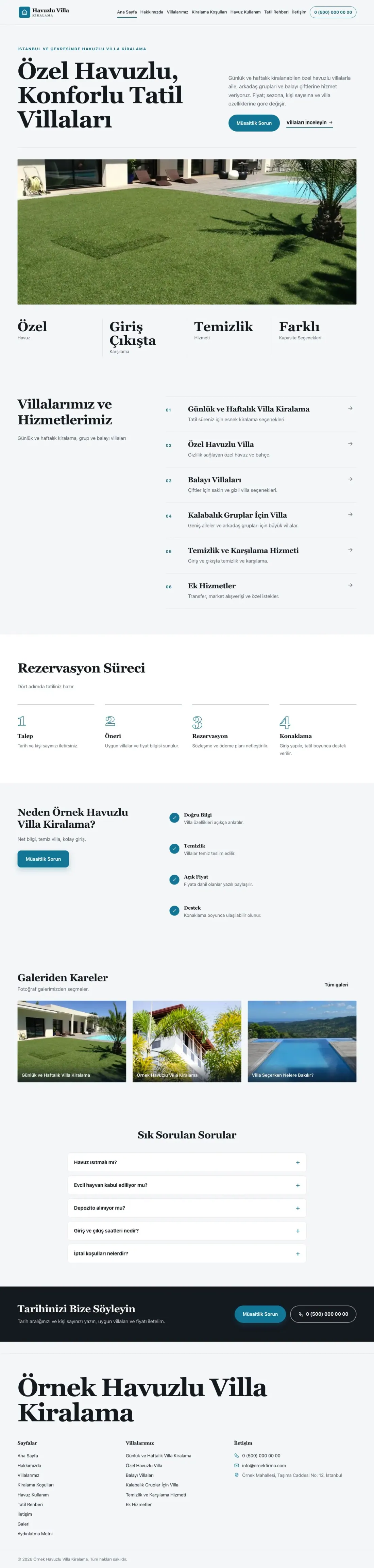 Havuzlu Villa Kiralama için Dergi Editoryal Mavi Turkuaz – Havuzlu Villa Kiralama Web Sitesi ana sayfa görünümü