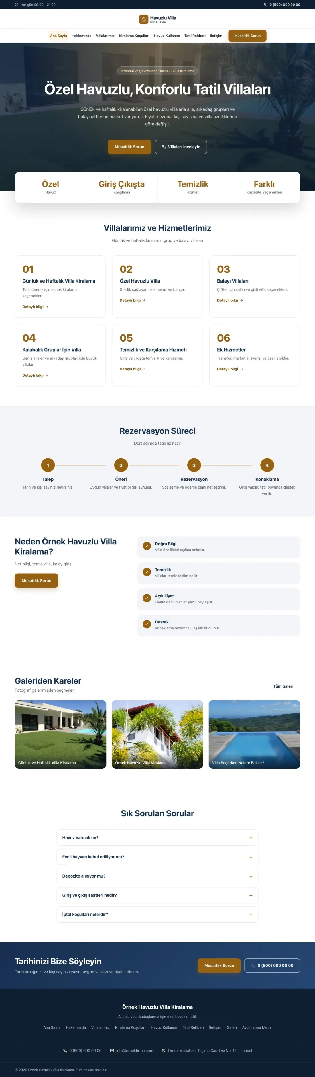 Havuzlu Villa Kiralama için Merkez Mavi Turuncu – Havuzlu Villa Kiralama Web Sitesi ana sayfa görünümü