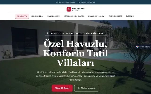 Havuzlu Villa Kiralama için Zigzag Mavi Kırmızı – Havuzlu Villa Kiralama Web Sitesi ana sayfa görünümü