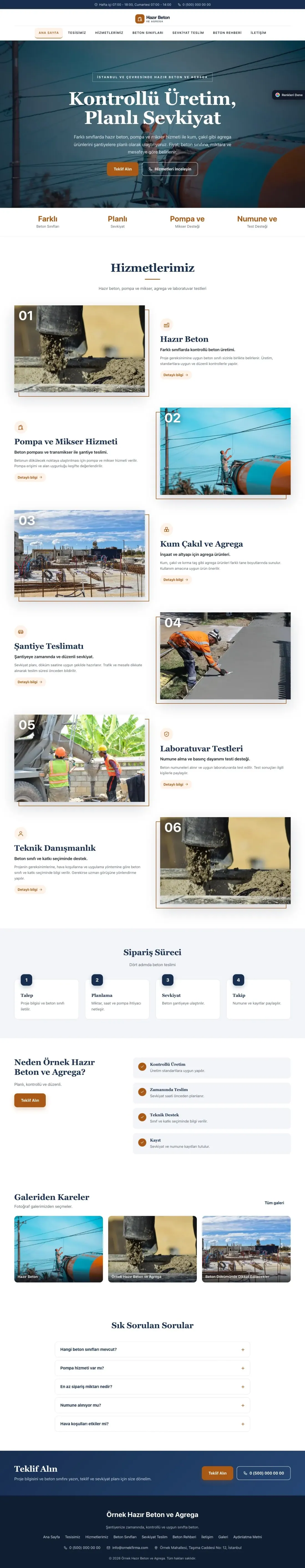 Hazır Beton ve Agrega için Zigzag Mavi Turuncu – Hazır Beton ve Agrega Web Sitesi ana sayfa görünümü
