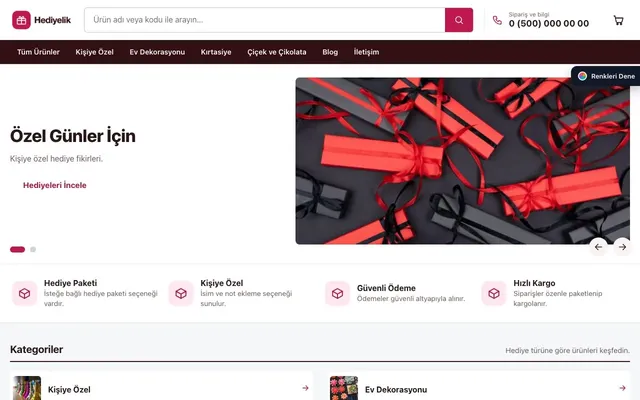 Hediyelik için Liste Bordo Pembe – Hediyelik E-ticaret Sitesi ana sayfa görünümü