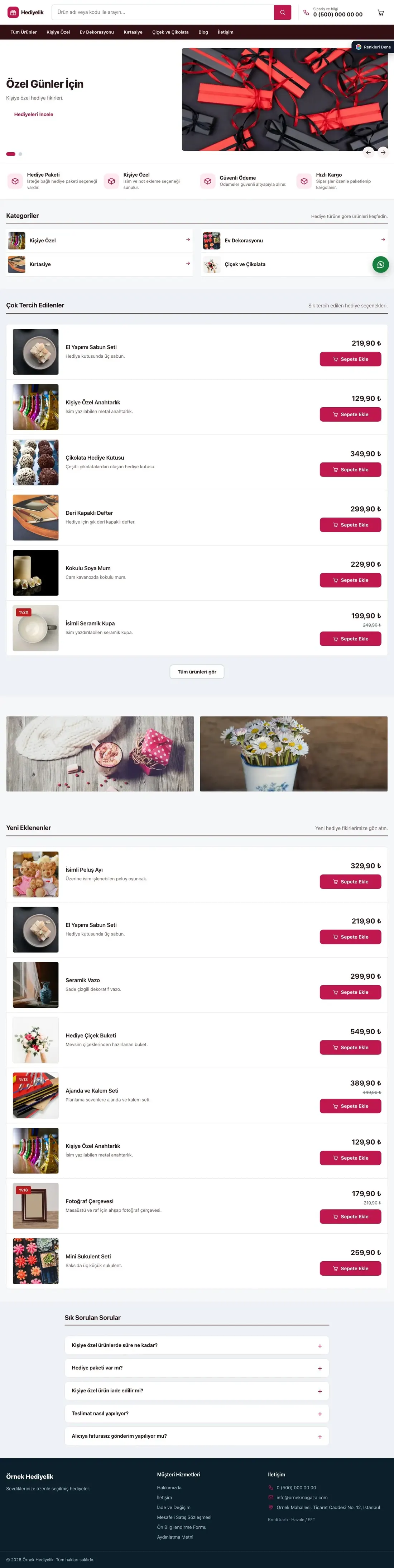 Hediyelik için Liste Bordo Pembe – Hediyelik E-ticaret Sitesi ana sayfa görünümü