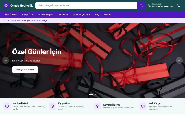 Hediyelik için Market Petrol Mor – Hediyelik E-ticaret Sitesi ana sayfa görünümü
