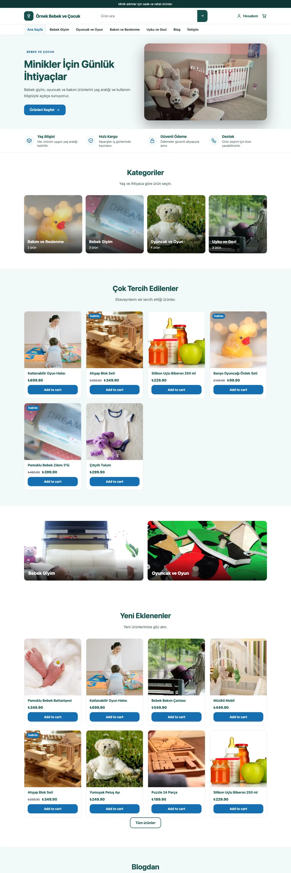 Bebek ve Çocuk Mağaza Pro WordPress Teması (WooCommerce)