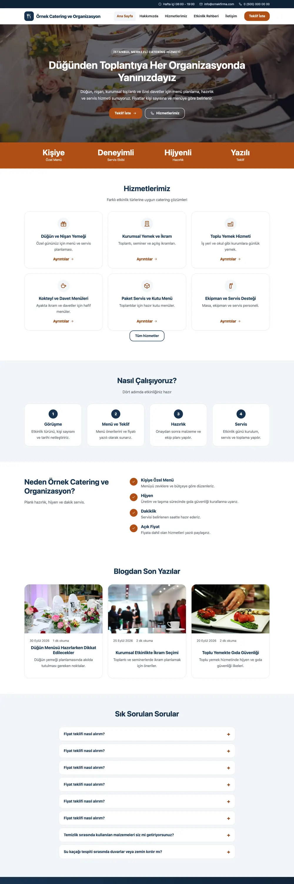 Catering Pro WordPress Teması ana sayfa önizlemesi