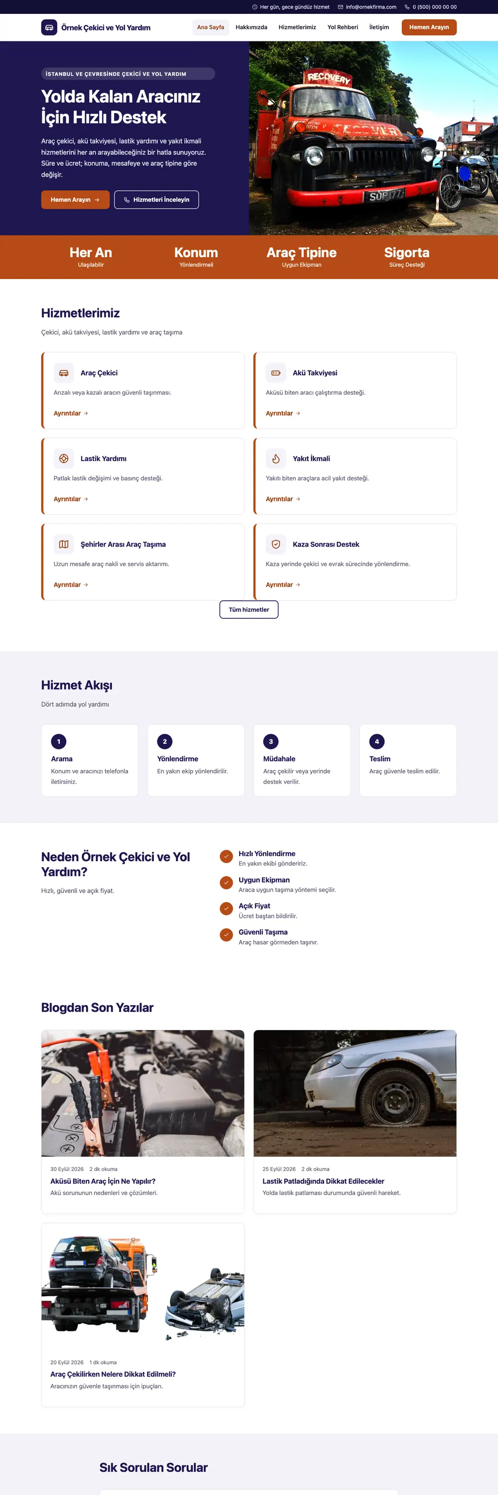 Çekici ve Yol Yardım Pro WordPress Teması