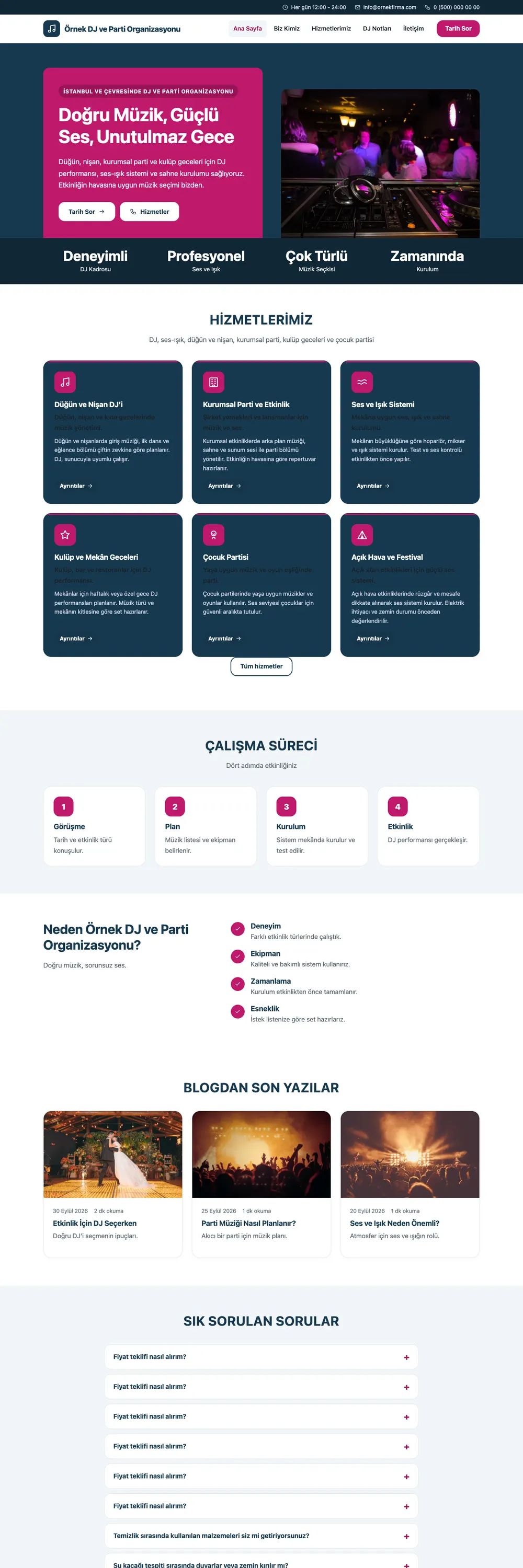 DJ ve Parti Organizasyonu Pro WordPress Teması
