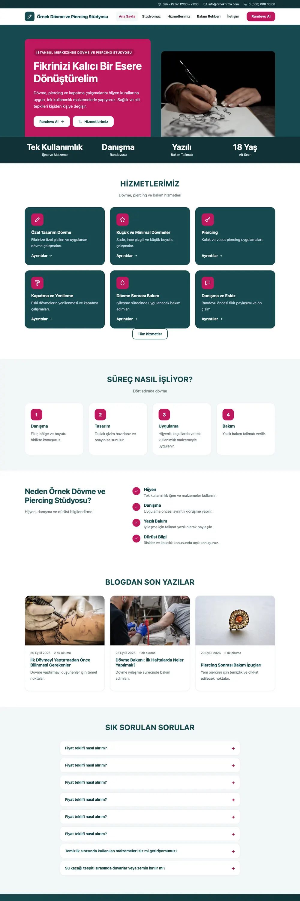 Dövme ve Estetik Pro WordPress Teması