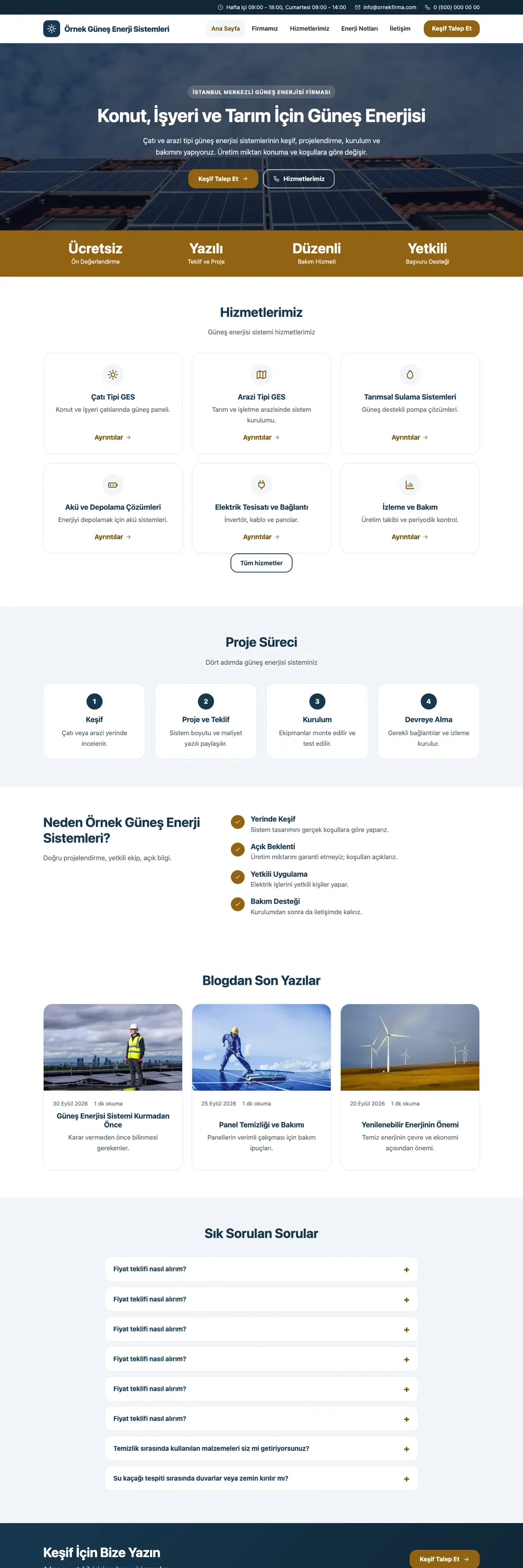 Enerji ve Güneş Pro WordPress Teması ana sayfa önizlemesi