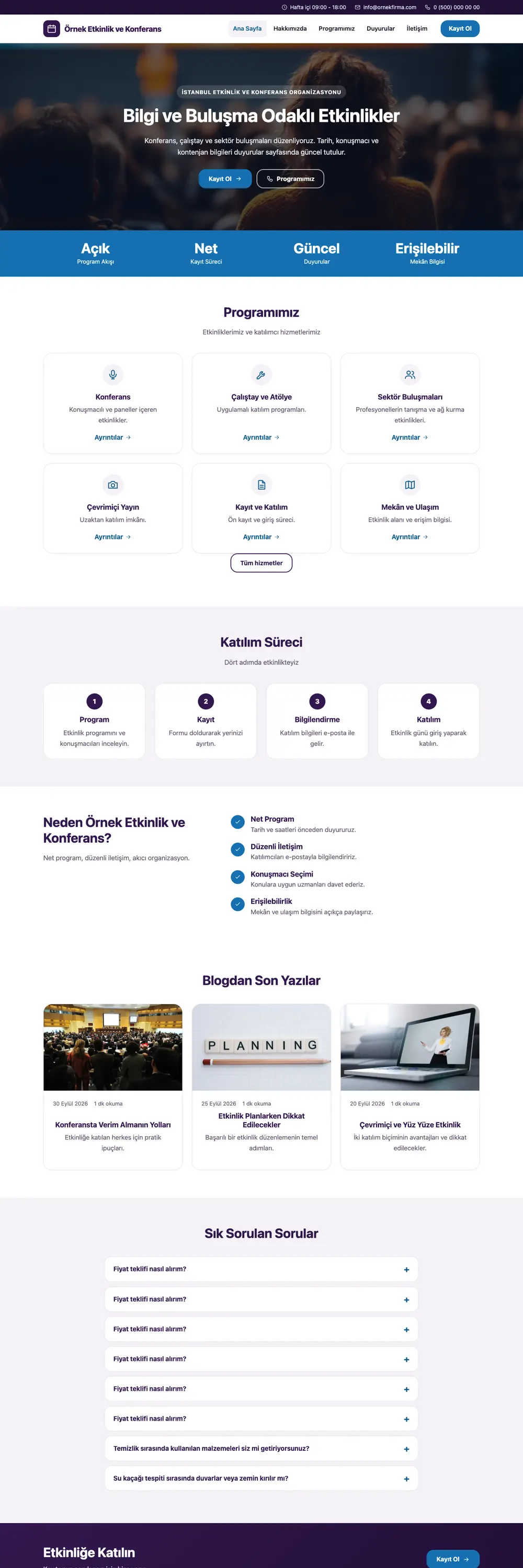 Etkinlik ve Konferans Pro WordPress Teması ana sayfa önizlemesi