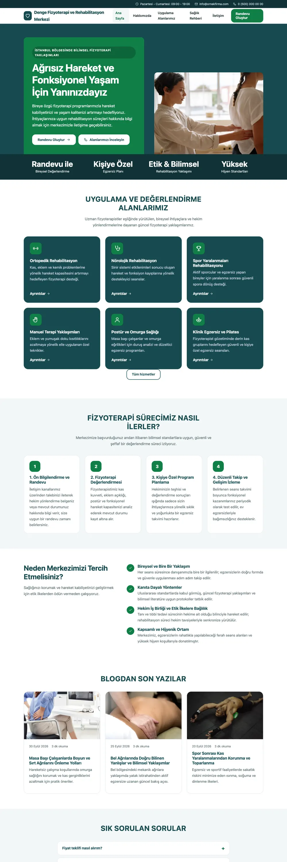 Fizyoterapi Pro WordPress Teması ana sayfa önizlemesi