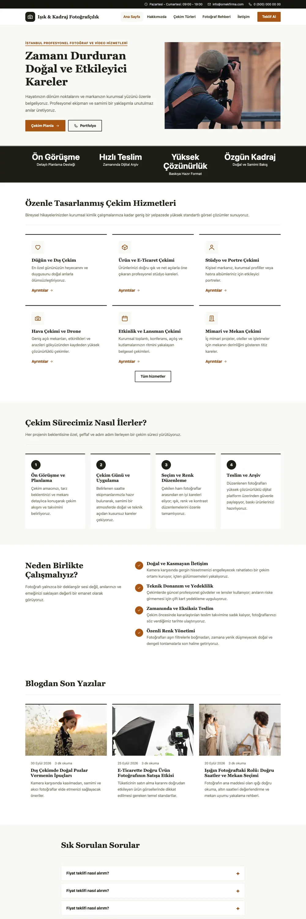 Fotoğrafçı Pro WordPress Teması ana sayfa önizlemesi