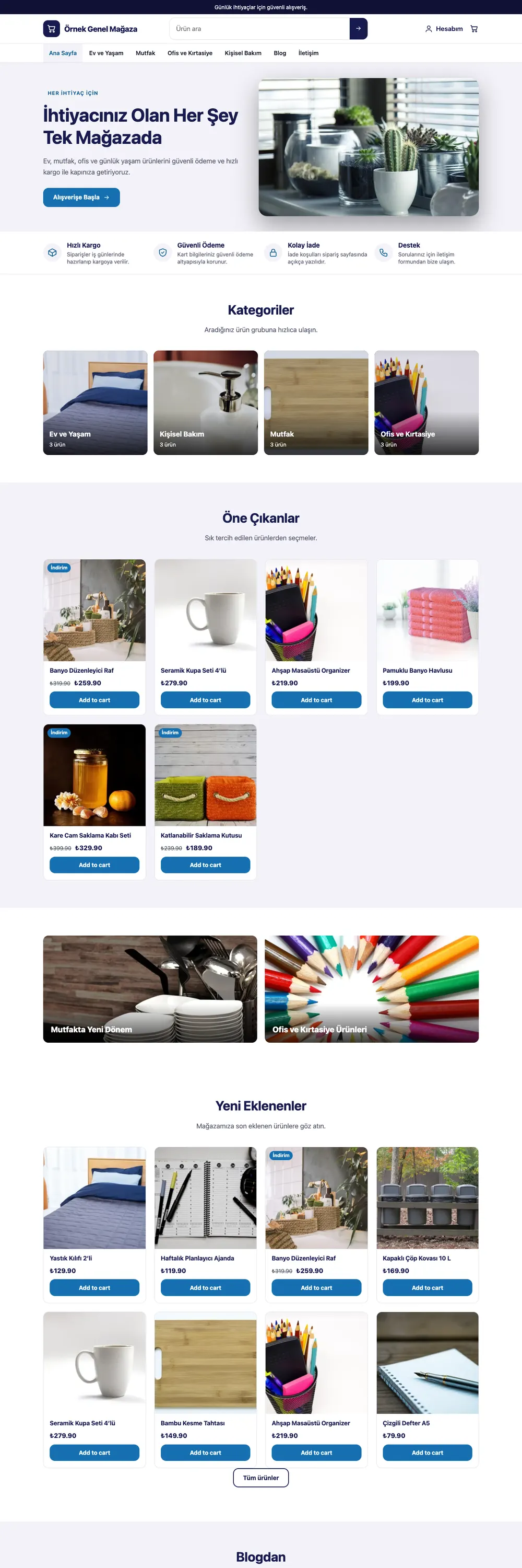 Genel Mağaza Mağaza Pro WordPress Teması (WooCommerce) ana sayfa önizlemesi