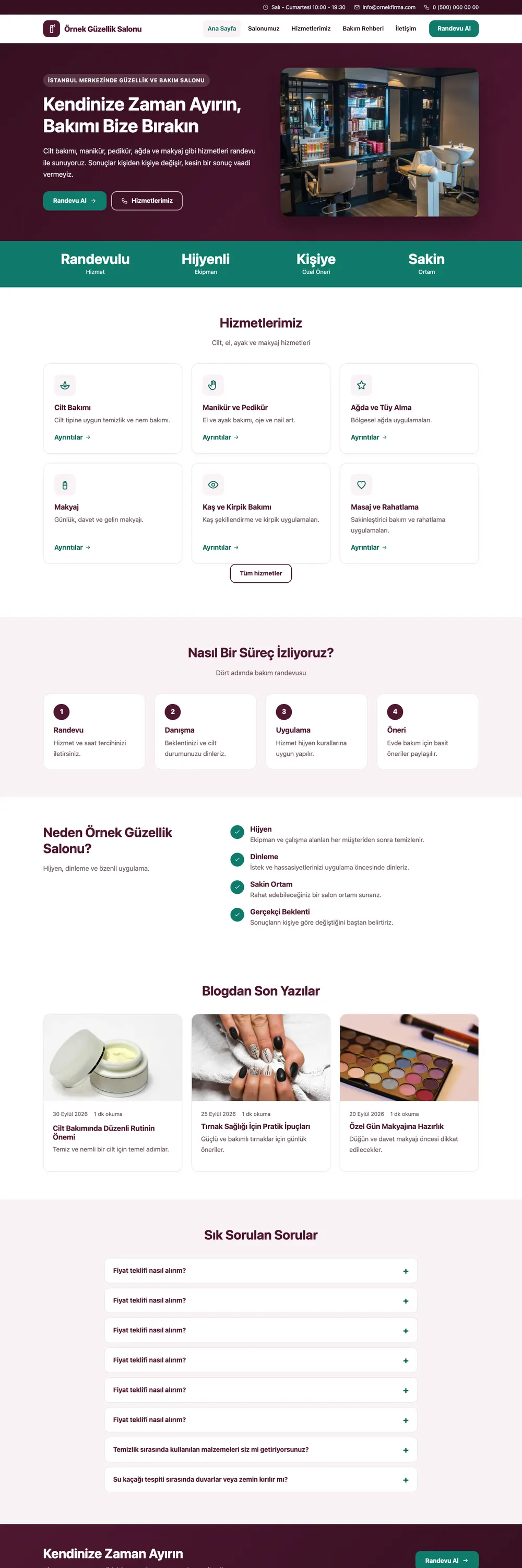 Güzellik Salonu Pro WordPress Teması