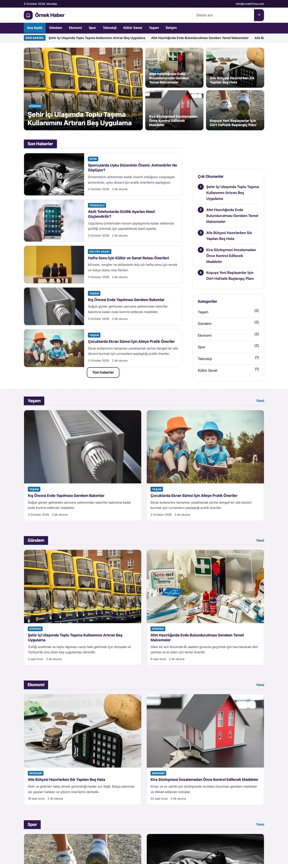 Haber Portal Pro WordPress Teması ana sayfa önizlemesi
