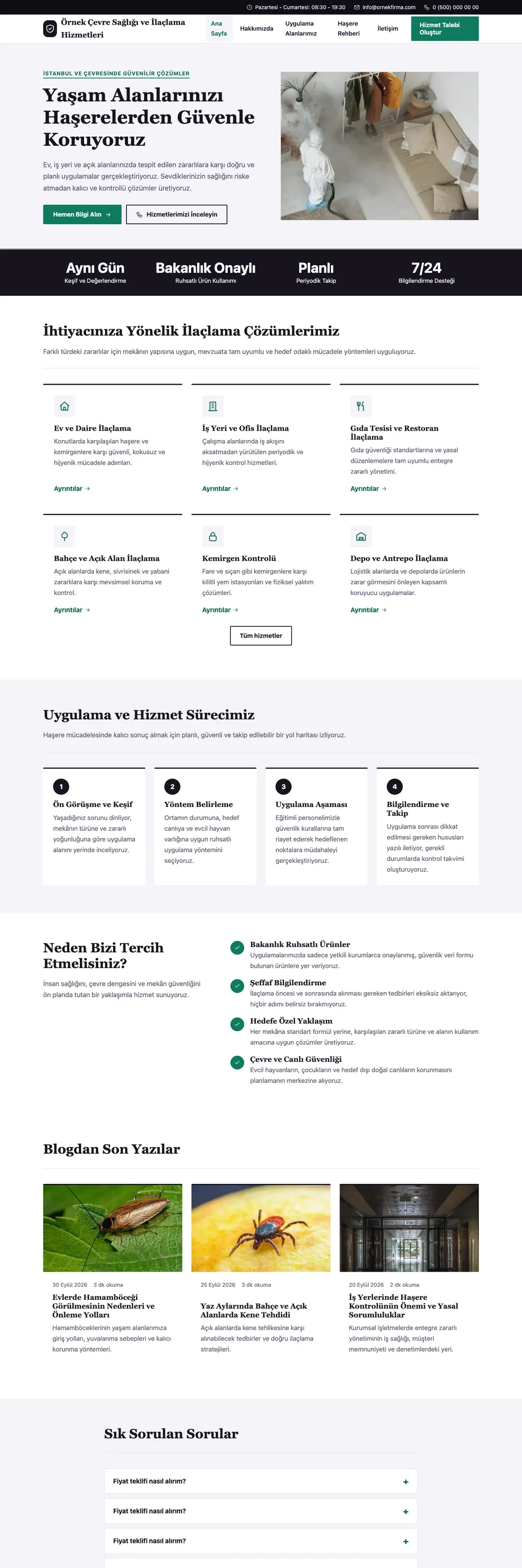 Haşere İlaçlama Pro WordPress Teması